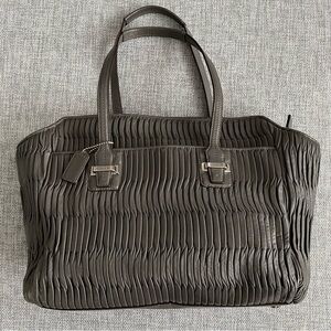 Coach Taylor Gray Gathered Leather Alexis Carryall Shoulder Tote Handbag